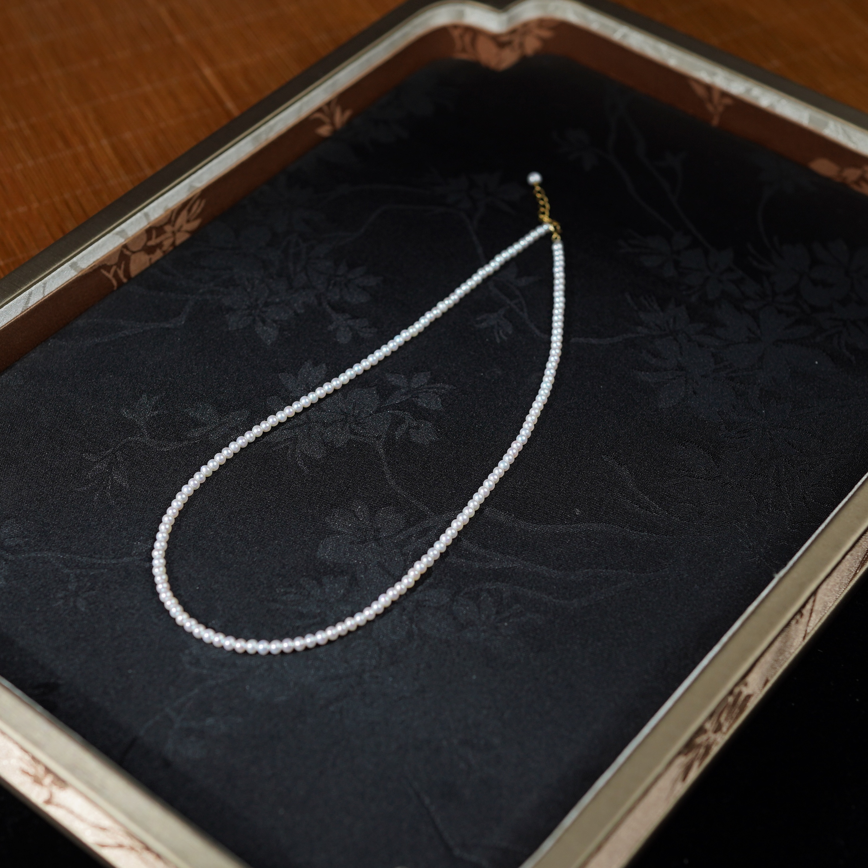 【珠卷莲】淡水珍珠*18k金镶嵌*珍珠项链