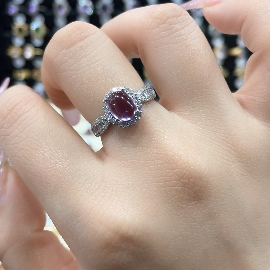 紫晶戒指女款银S925镶嵌
