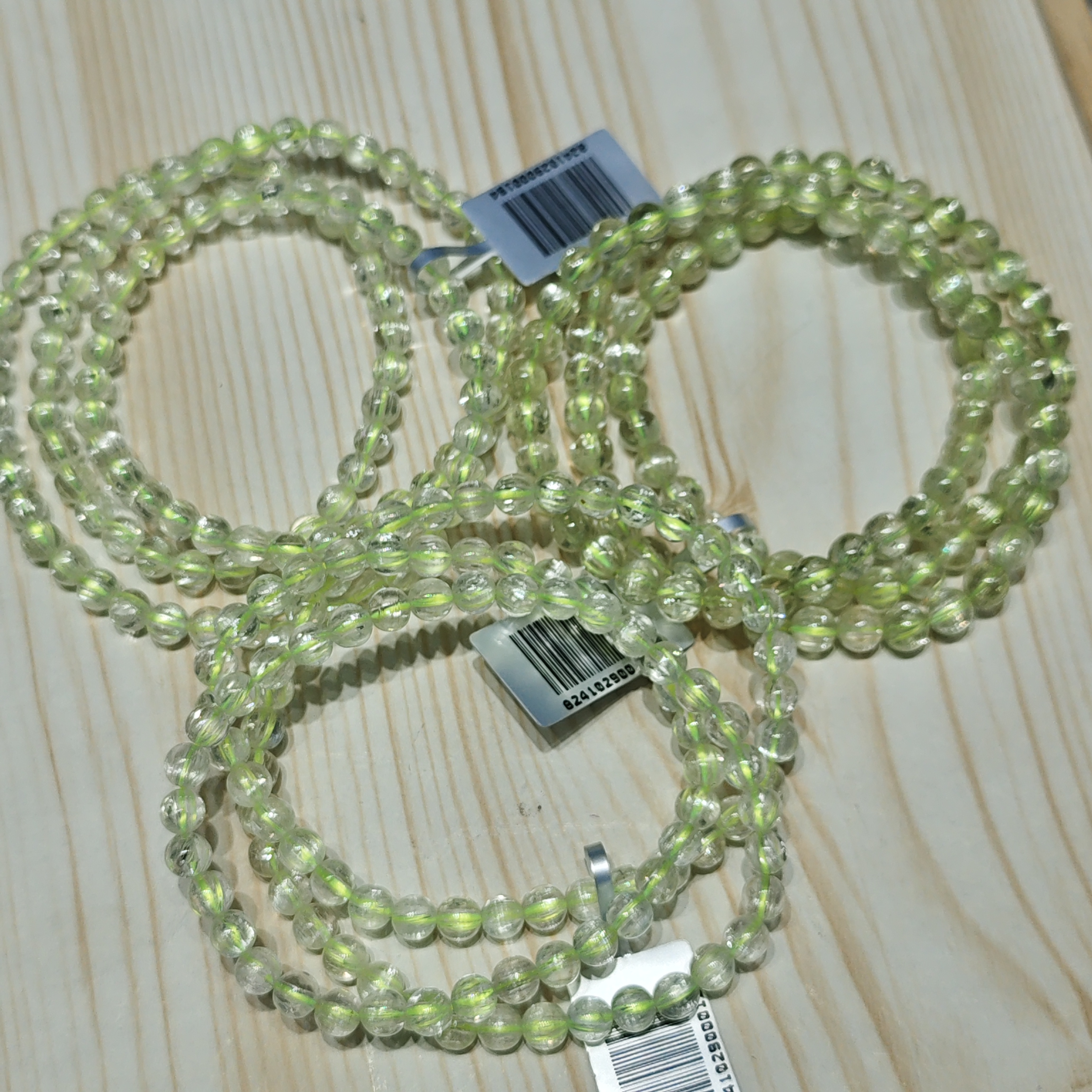 【书记甄选】天然绿锂辉三圈手链 多样性发一件 约5mm CC2374