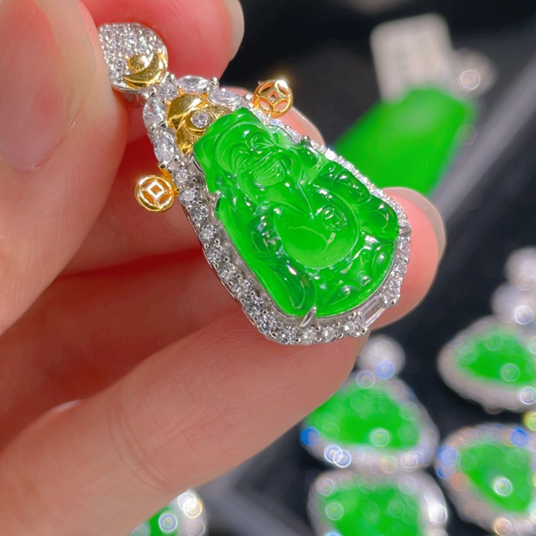 翡翠吊坠(不含链)银S925镶嵌