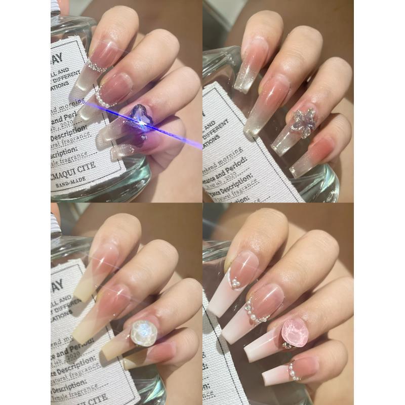 [1000-1149]手工穿戴甲夏日纯手工白色气质穿戴式渐变梯形穿戴式