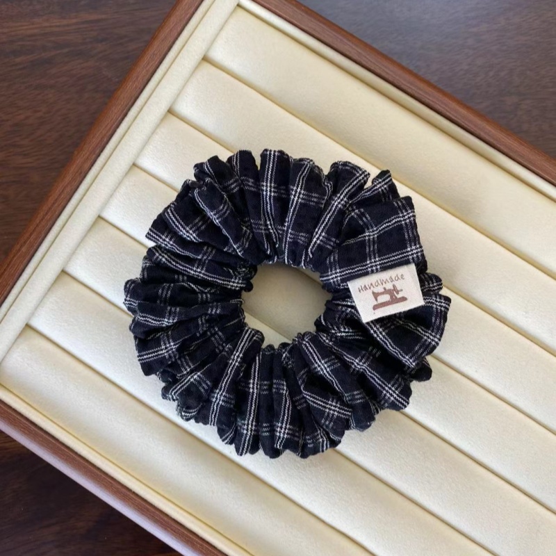 日韩气质格子发圈女精致小众氛围感减龄百搭头绳头花甜美风S07