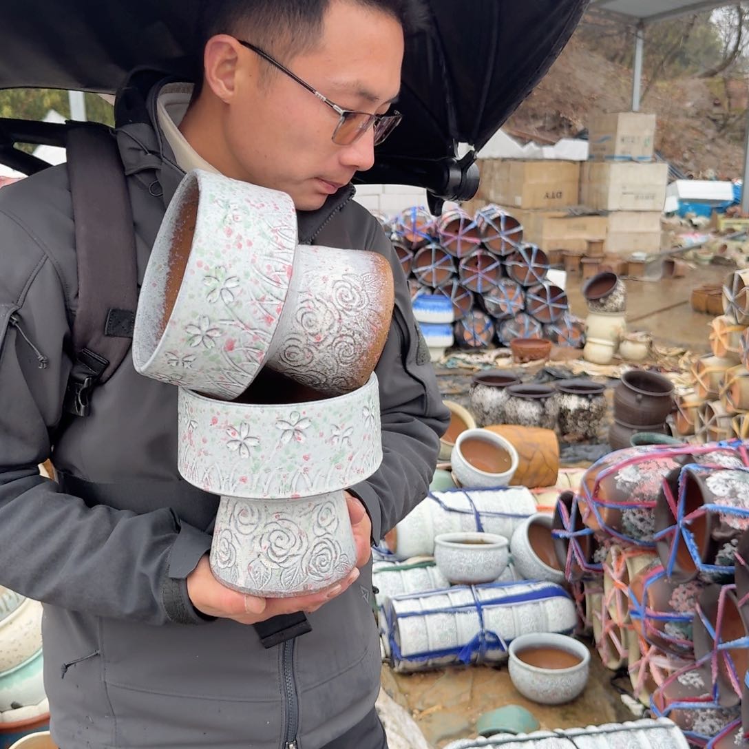 紫砂花盆口16高17（两个火锅武