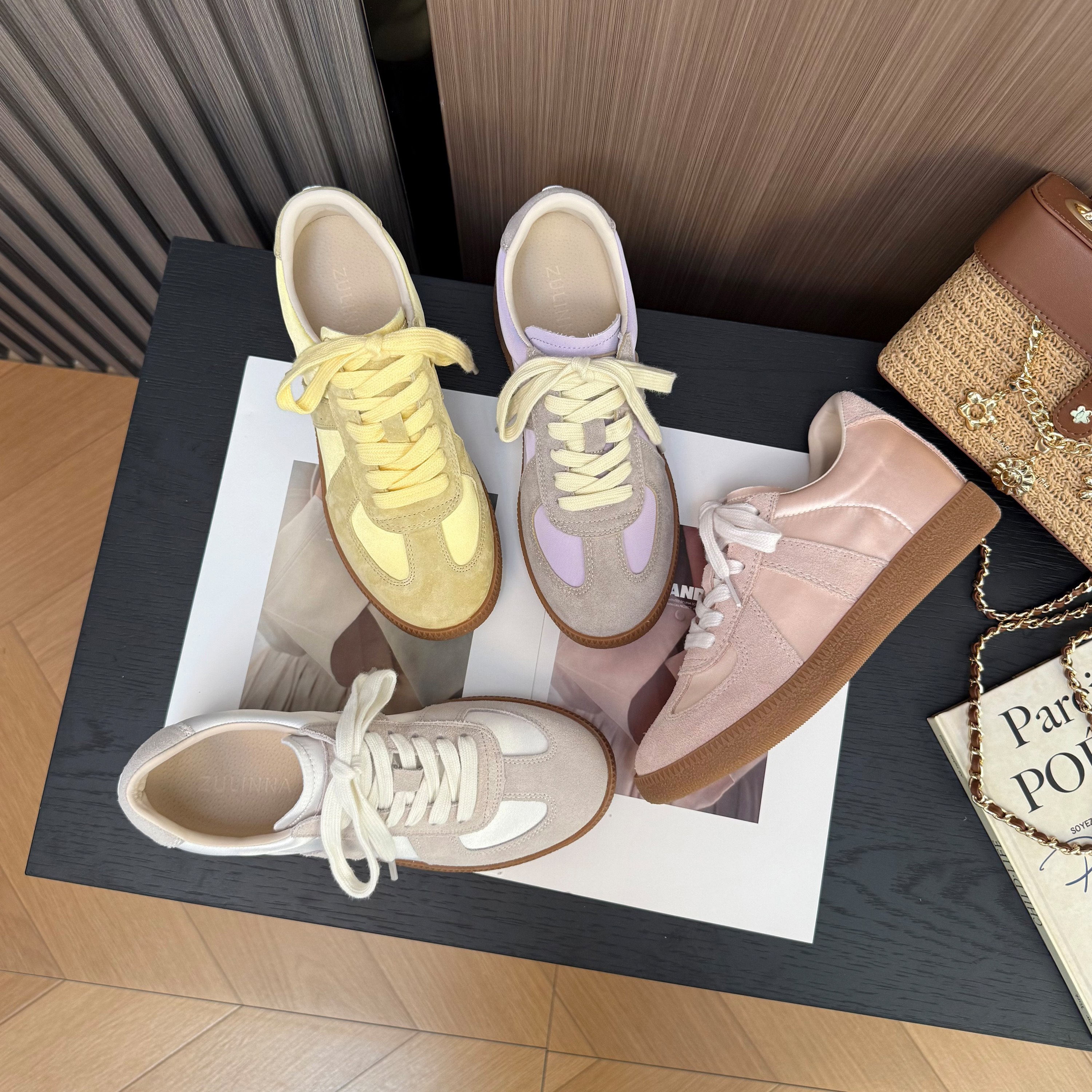 内增高6cm复古德训鞋女2025夏季新款透气休闲板鞋女百搭运动鞋女