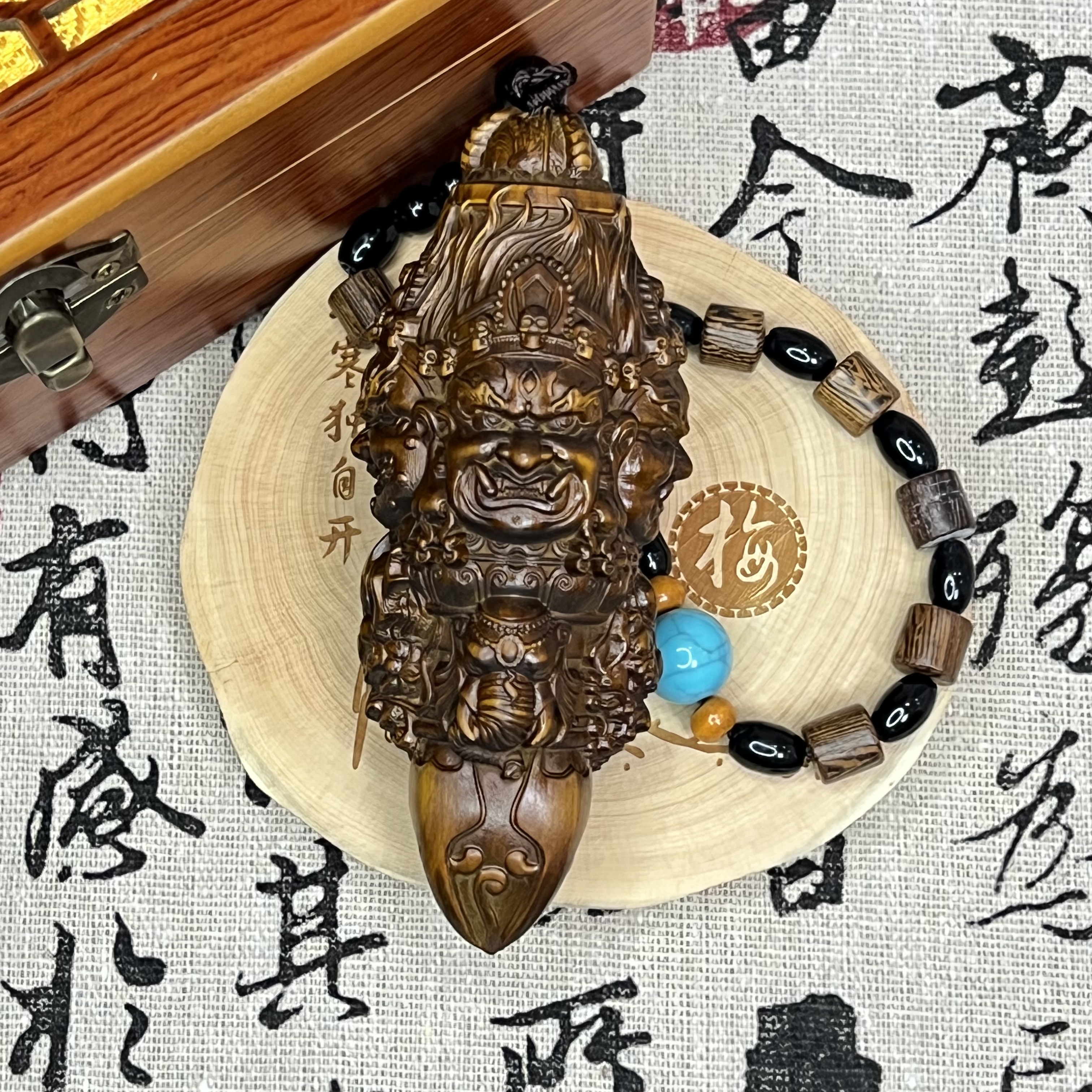 正宗黄杨木仿古做旧大黑天金刚杵手把件高级挂件手工雕刻