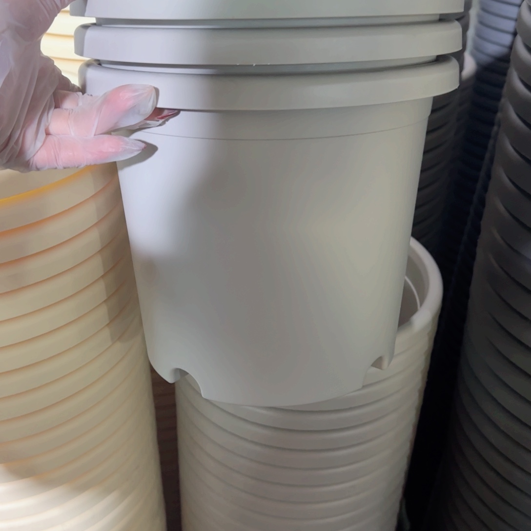 树脂四季盆4#无拖微瑕灰白8