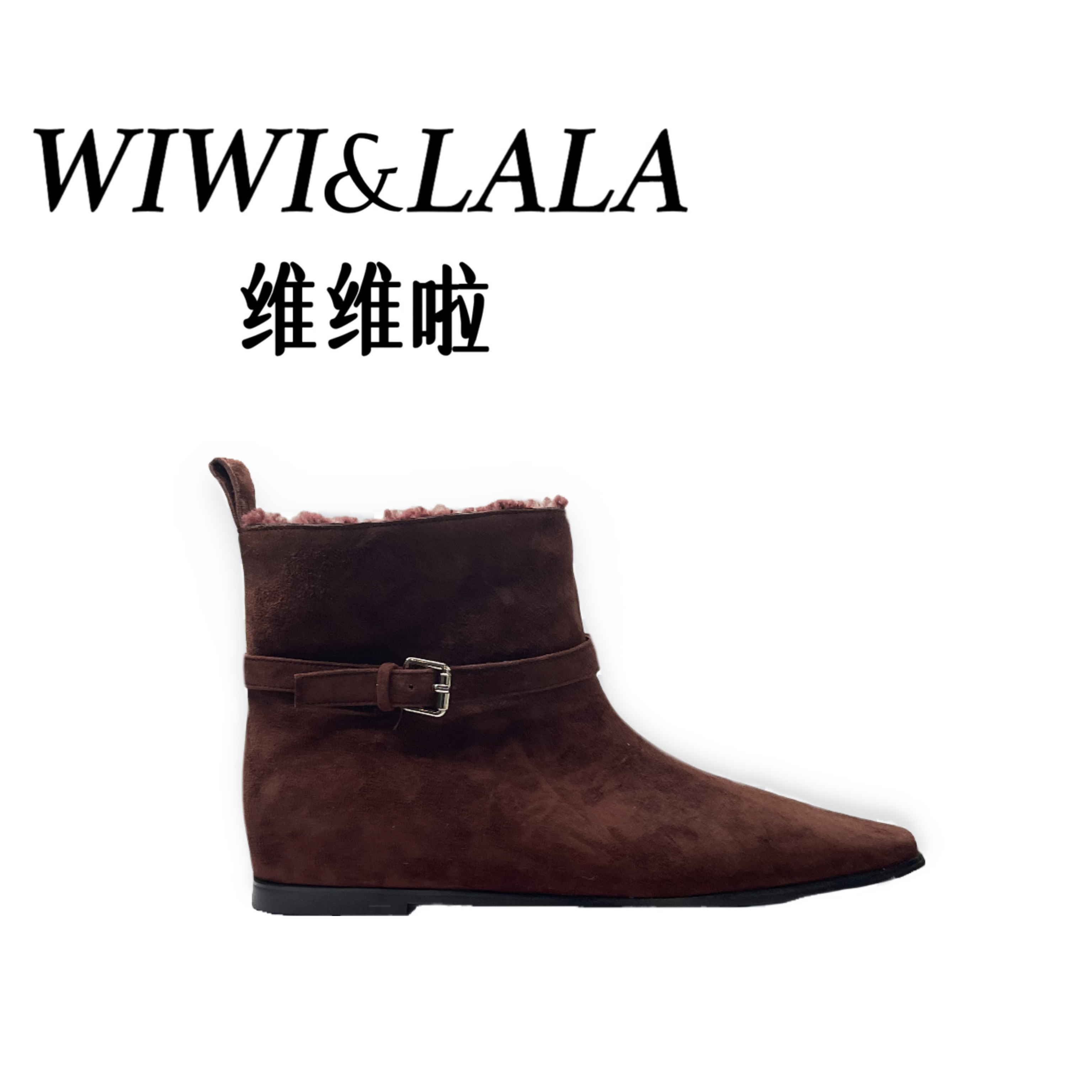 【维维啦】AW冬款羊京平底尖头短靴绒里9109-0602R
