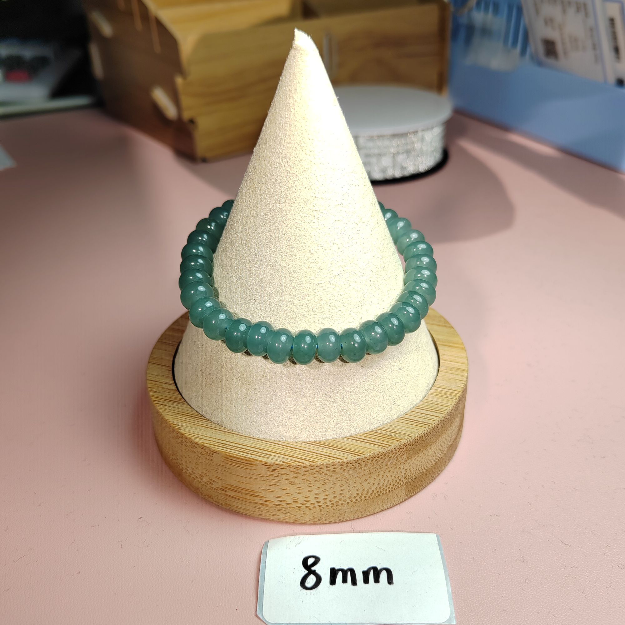 0080蓝水算盘珠手串卡8