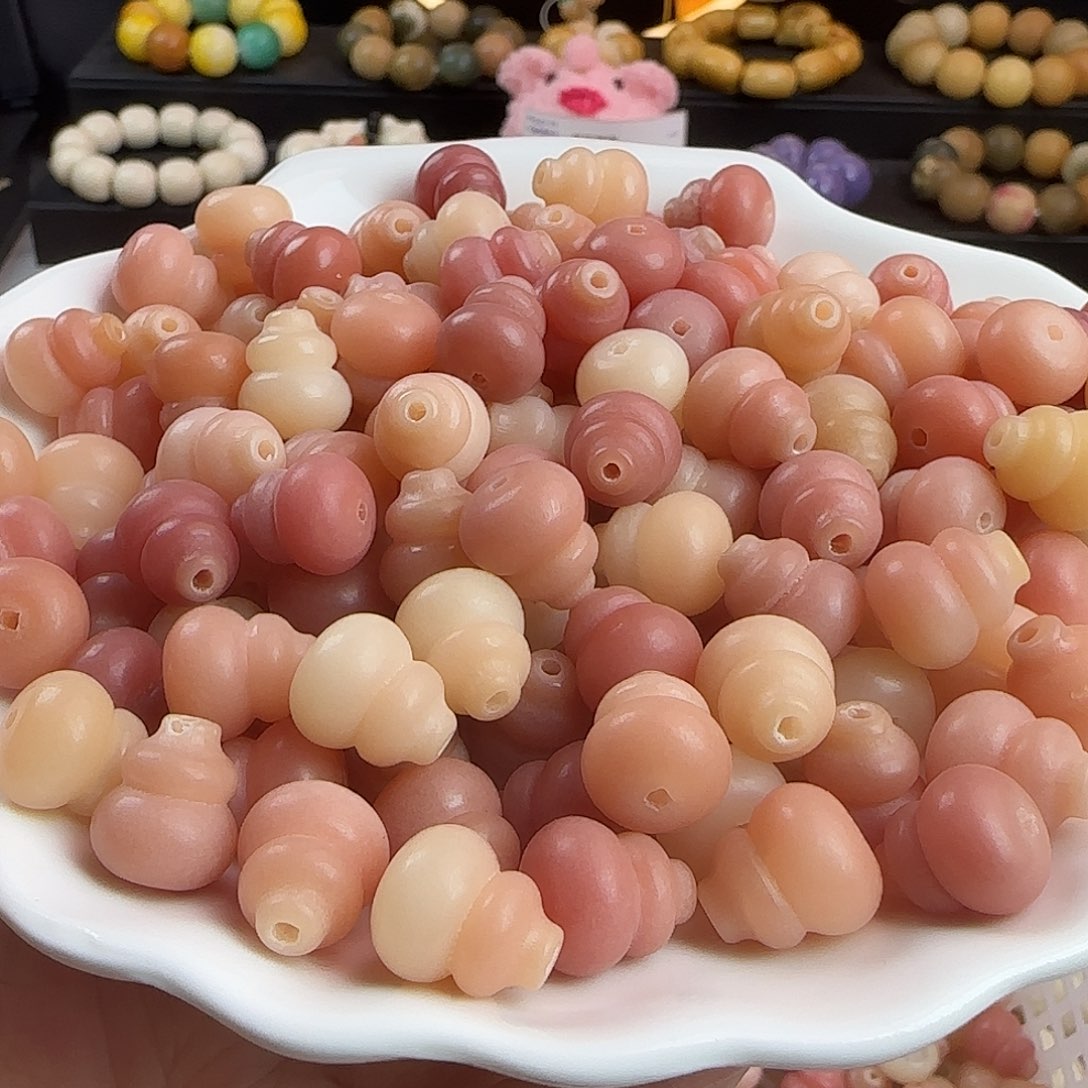 菩提根/象牙果手串瑕疵卡13.6粉葫芦40颗