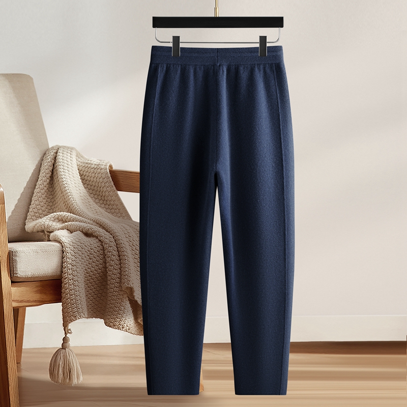 【不议价】100%山羊绒男士780克重磅加厚款高腰宽松针织休闲裤