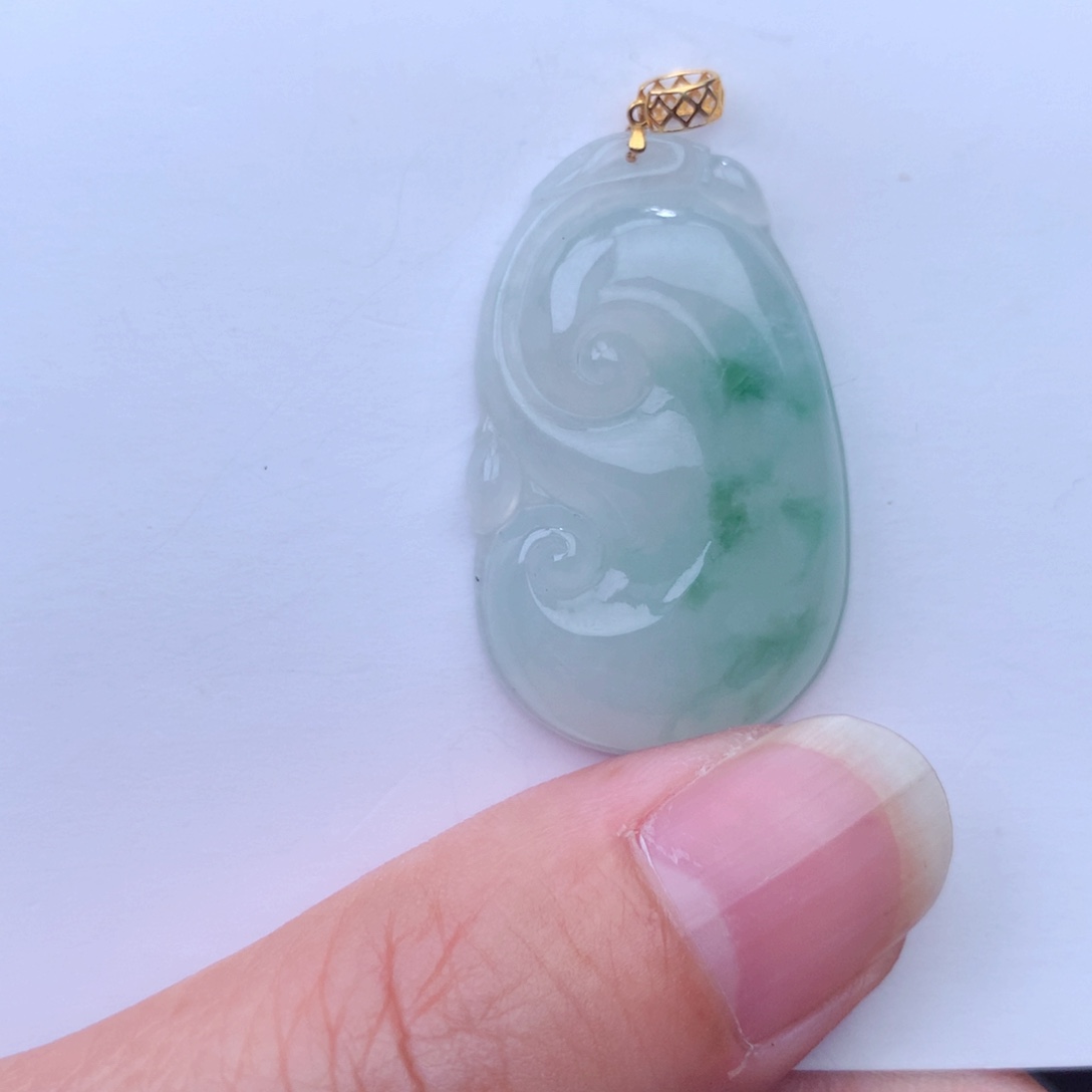 翡翠吊坠(不含链)18K金镶嵌