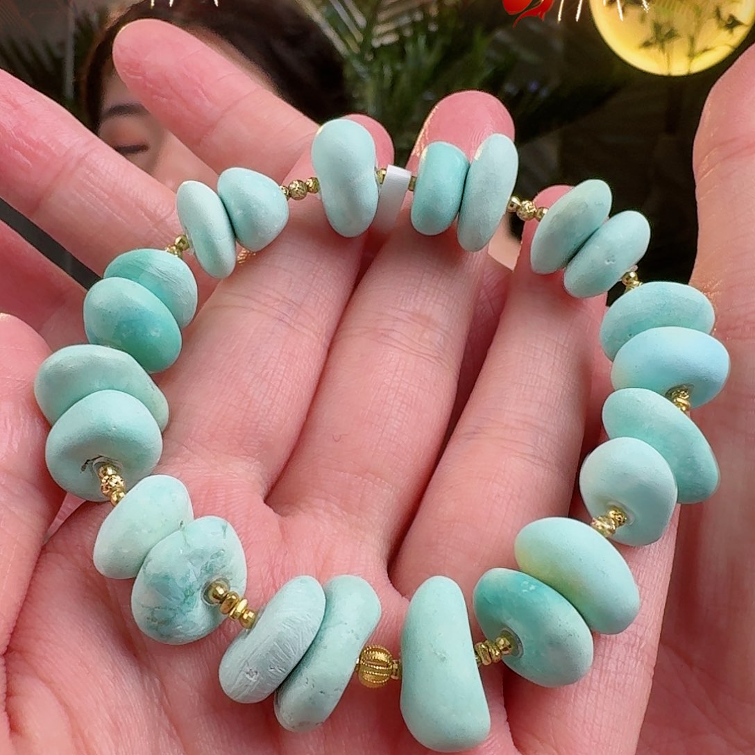 绿松石珠宝奇石18K金镶嵌