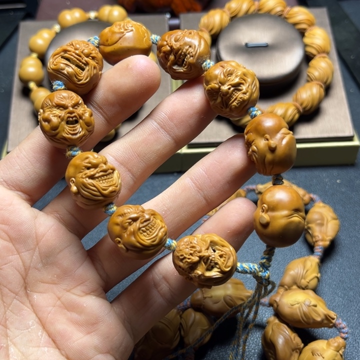 橄榄核手串/手链橄榄核雕恶僧微花