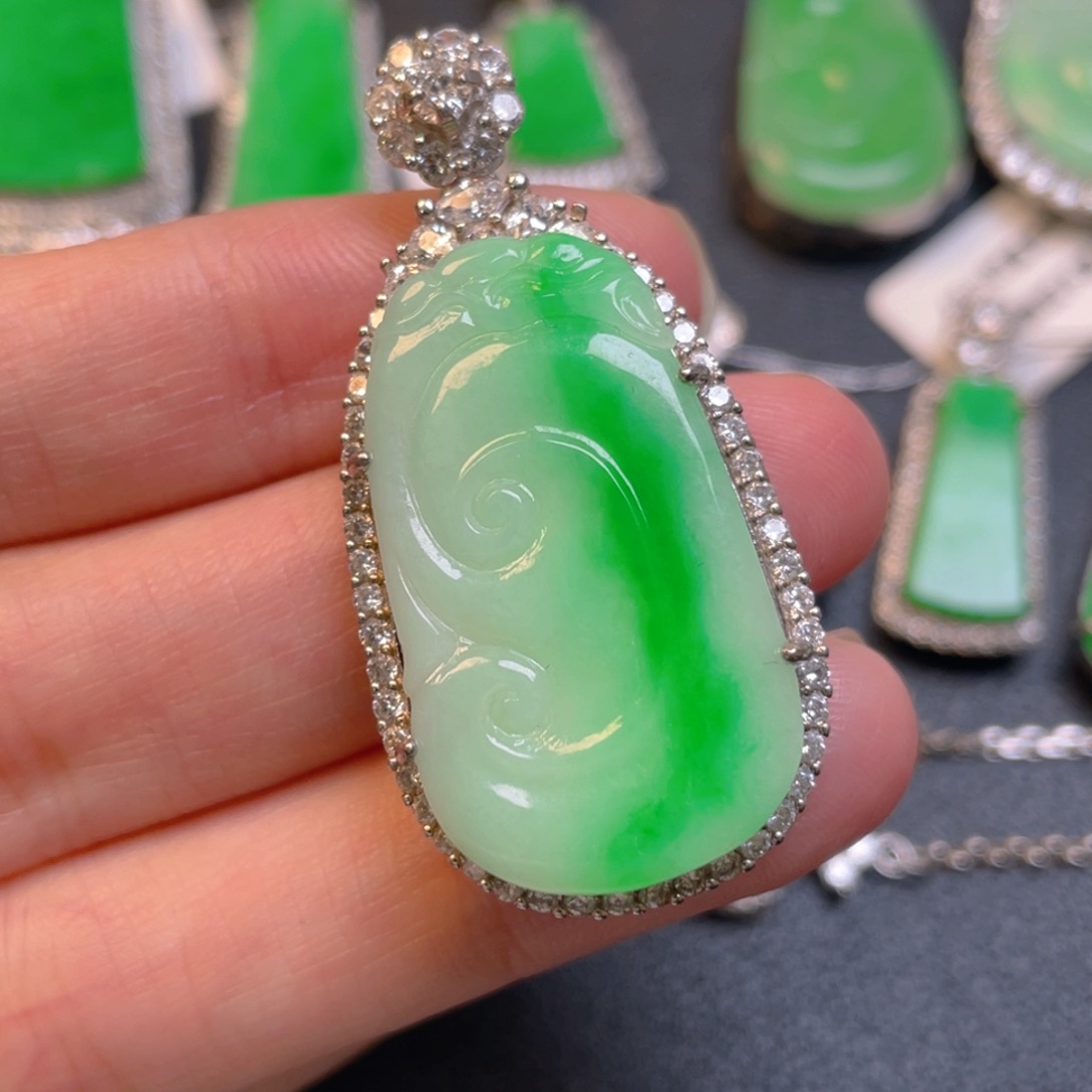 翡翠银S925镶嵌吊坠(不含链)