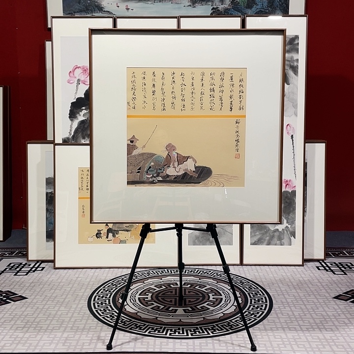 国画手绘作品带框