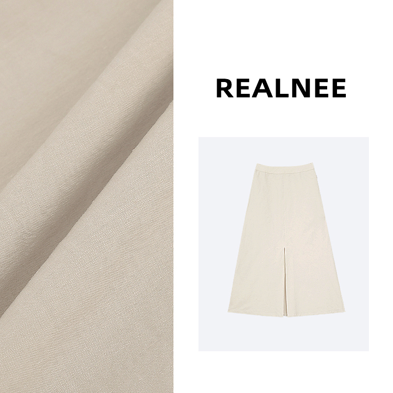 M吉拉家【梅森】极简空气感轻薄开叉A字半身休闲长裙 RLMMY3BQ03990