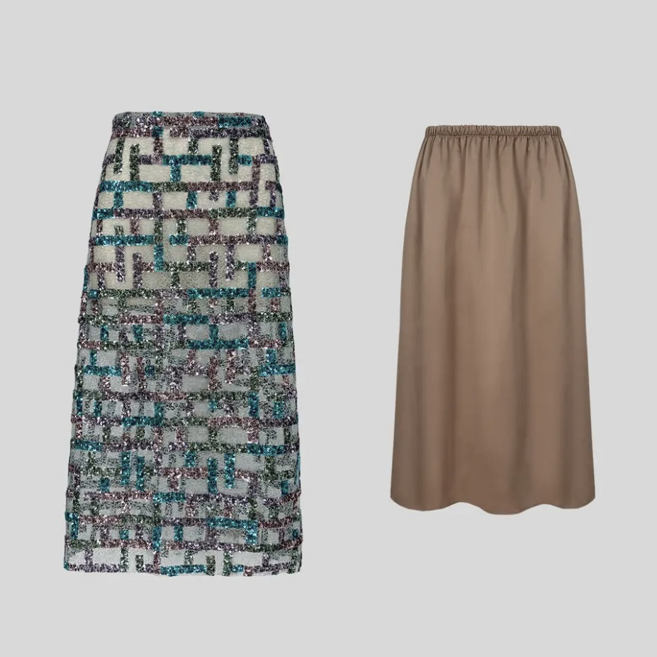 柔光滤镜裙子丨6A笈10MM真乔其/重工珠片刺绣半身裙