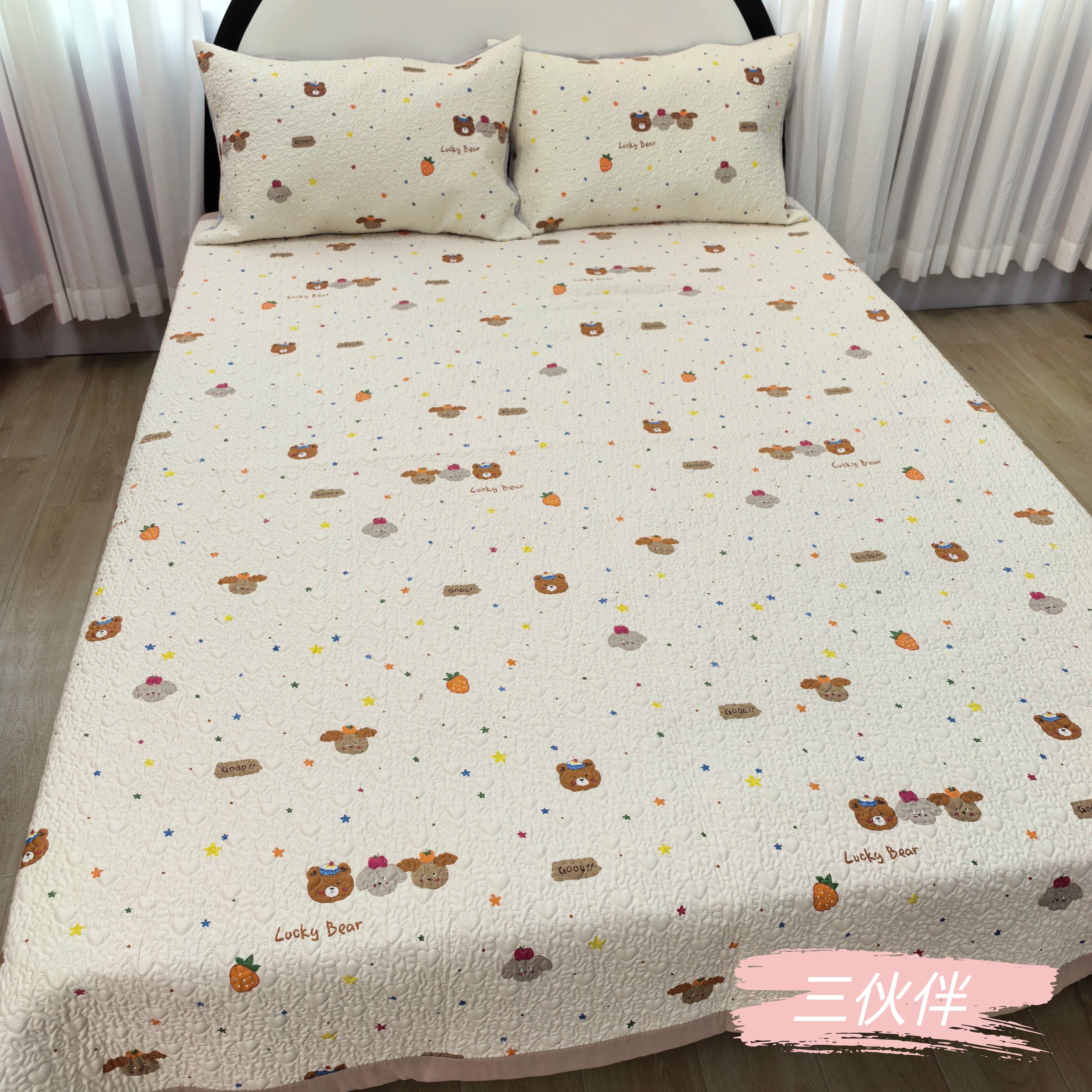 纯棉床盖母婴可机洗万针刺绣防滑透气四季通用A面100棉单双人学生