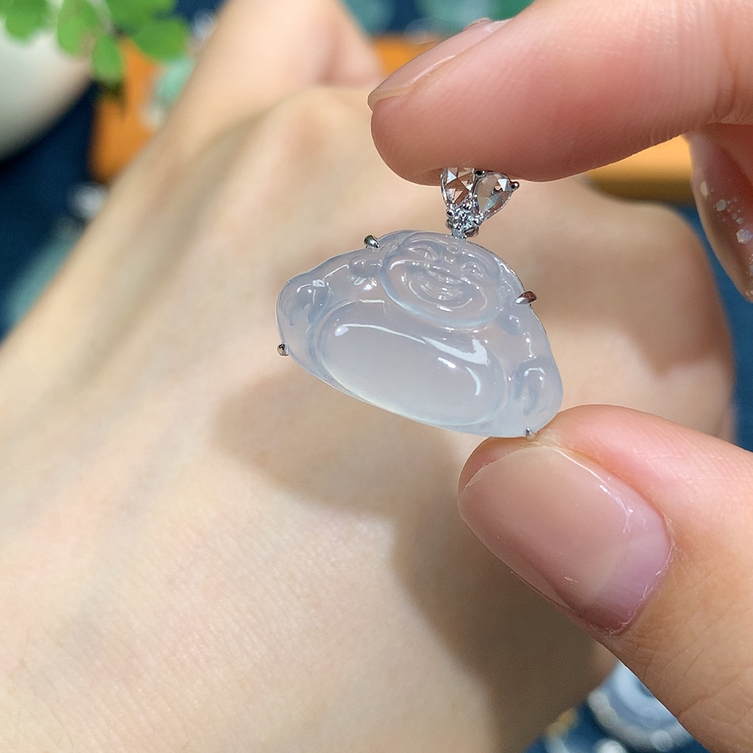 吊坠(不含链)18K金镶嵌翡翠