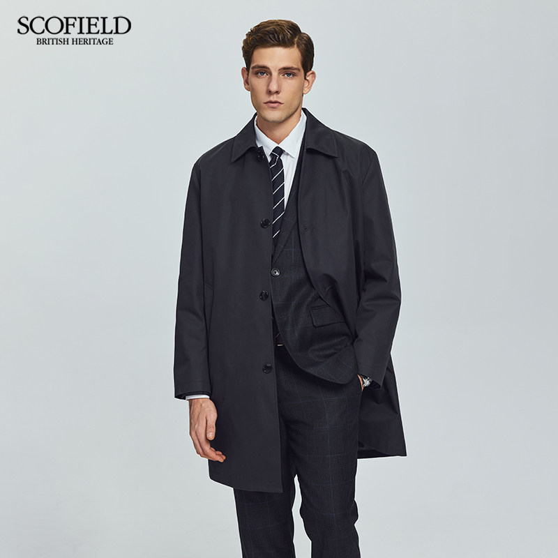 SCOFIELD男装24年外套英伦商务休闲复古潮流中长款风衣SMJJE11001