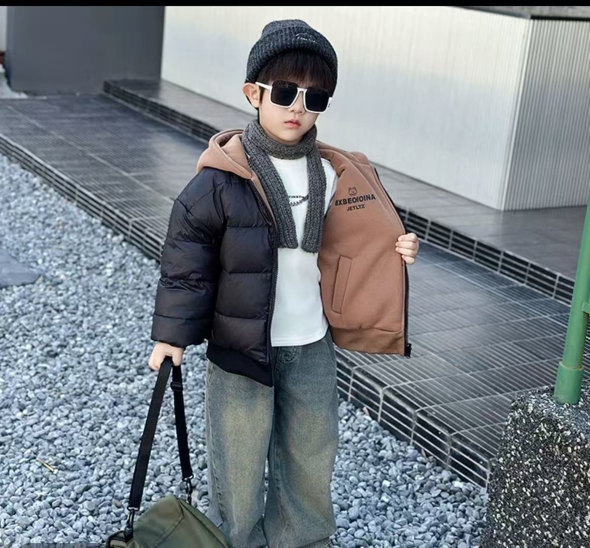 【现货】YRF-61803两面穿休闲羽绒服外套新款洋气儿童户外连帽