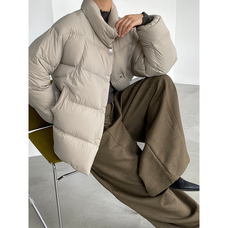 暖暖泡芙 无胆直充90白鸭羽绒服冬百搭通勤立领面包服