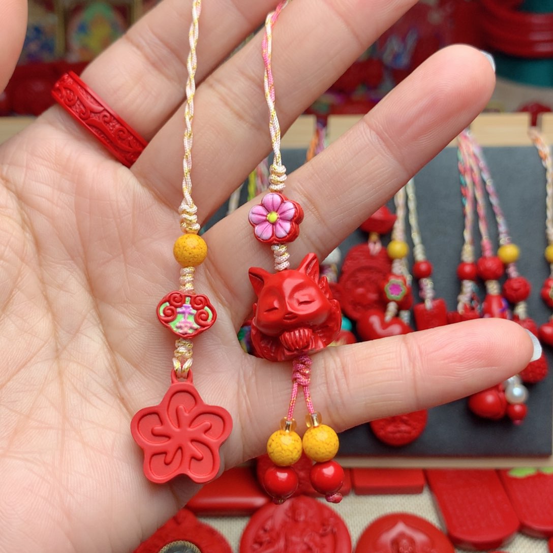 天然辰砂工艺品朱砂手机坠