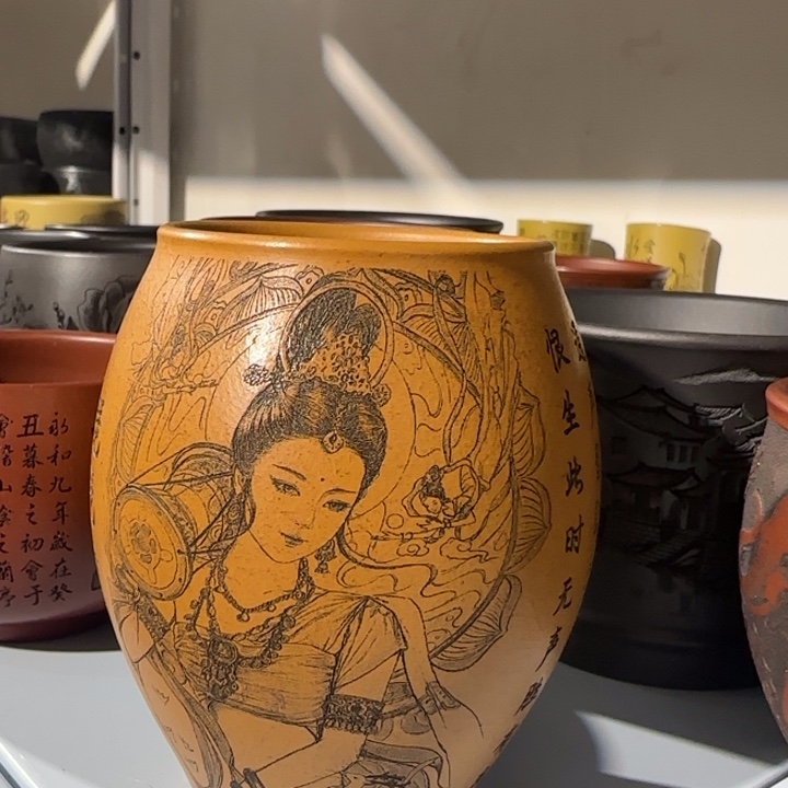 茶杯绿泥全手工紫砂