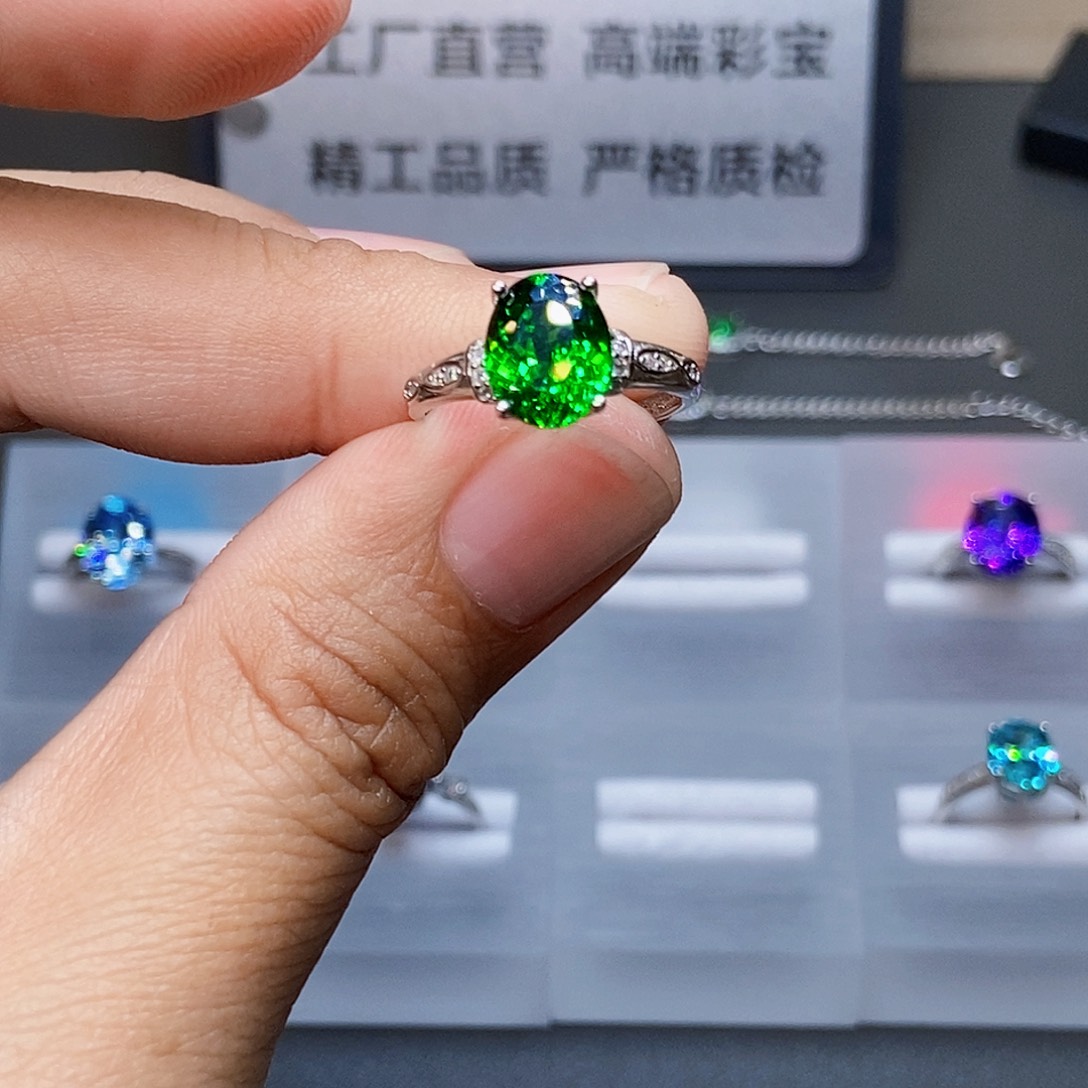 碧玺戒指银S925镶嵌