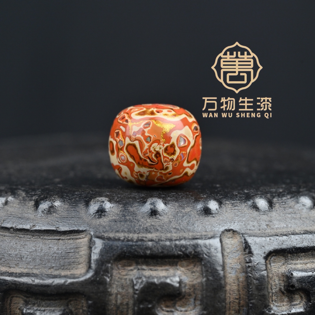 万物生漆大漆非遗文化传承规格15x16mm螺钿单珠DIY配饰纯手工制作