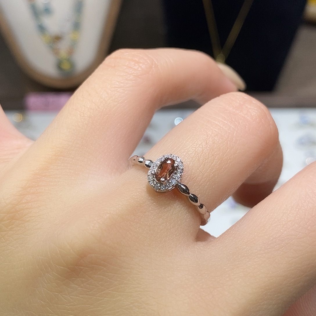 银S925镶嵌戒指水晶纯银碧玺