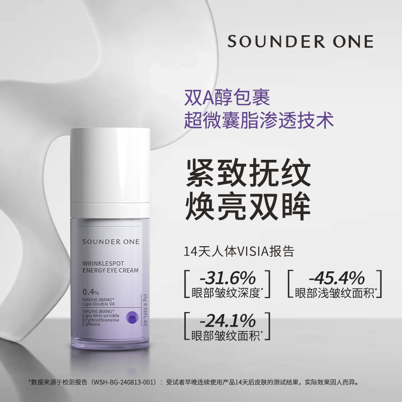 SOUNDER ONE淡纹紧致眼霜双A醇麦角硫因咖啡因HPR抗皱紧致保湿