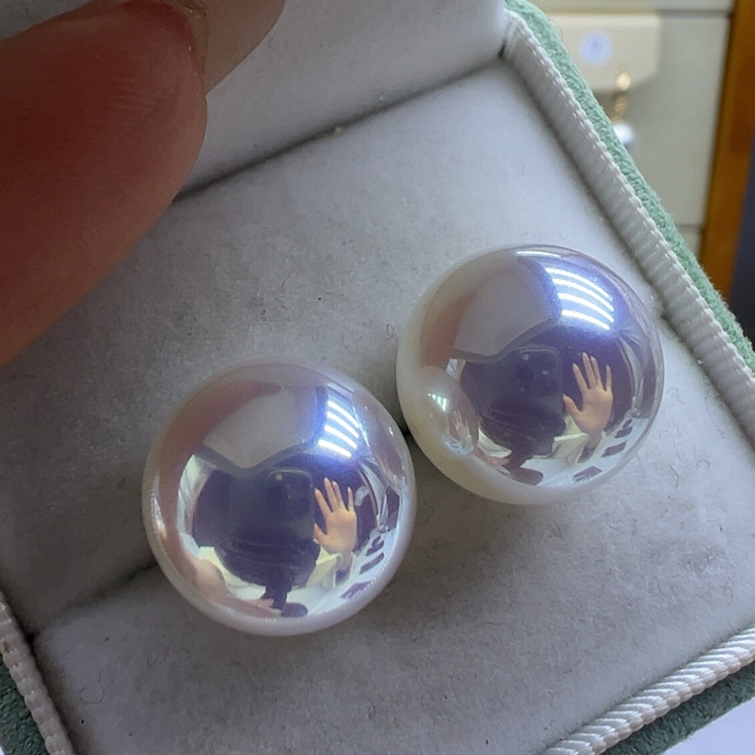 银S925镶嵌淡水珍珠耳饰