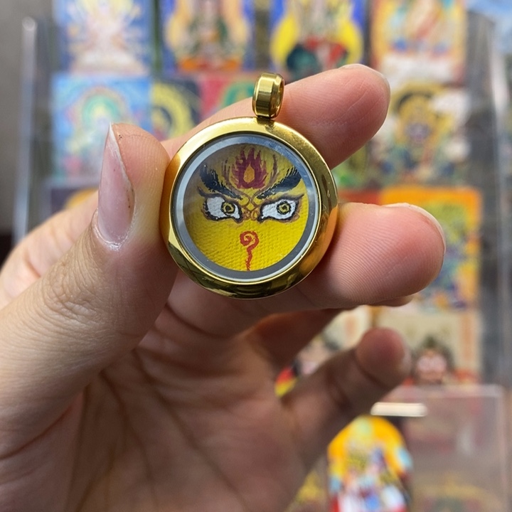 五路财神黄财神法眼纯手绘唐卡2cm