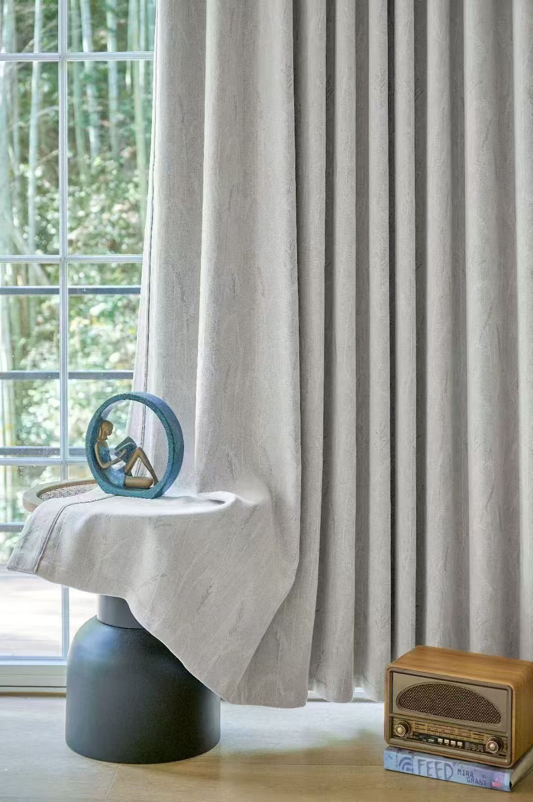 成品窗帘现代简约遮光卧室阳台落地窗飘窗打孔挂钩款