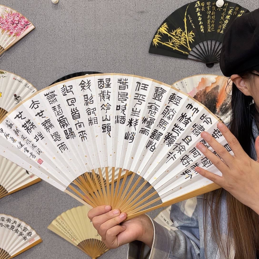 国画95寸玉竹-纯手绘-文玩扇骨（默认粘好）