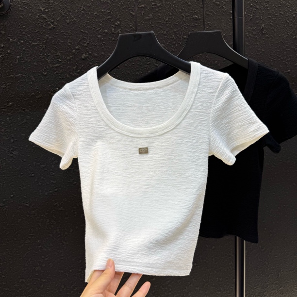 重工字母钻短袖T恤女2025夏季设计感修身显瘦辣妹上衣293#