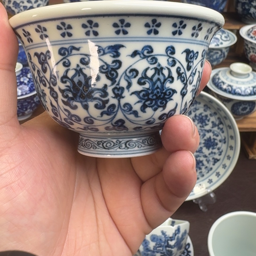 陶瓷瓷片纯手工手绘瓷瓷双狮