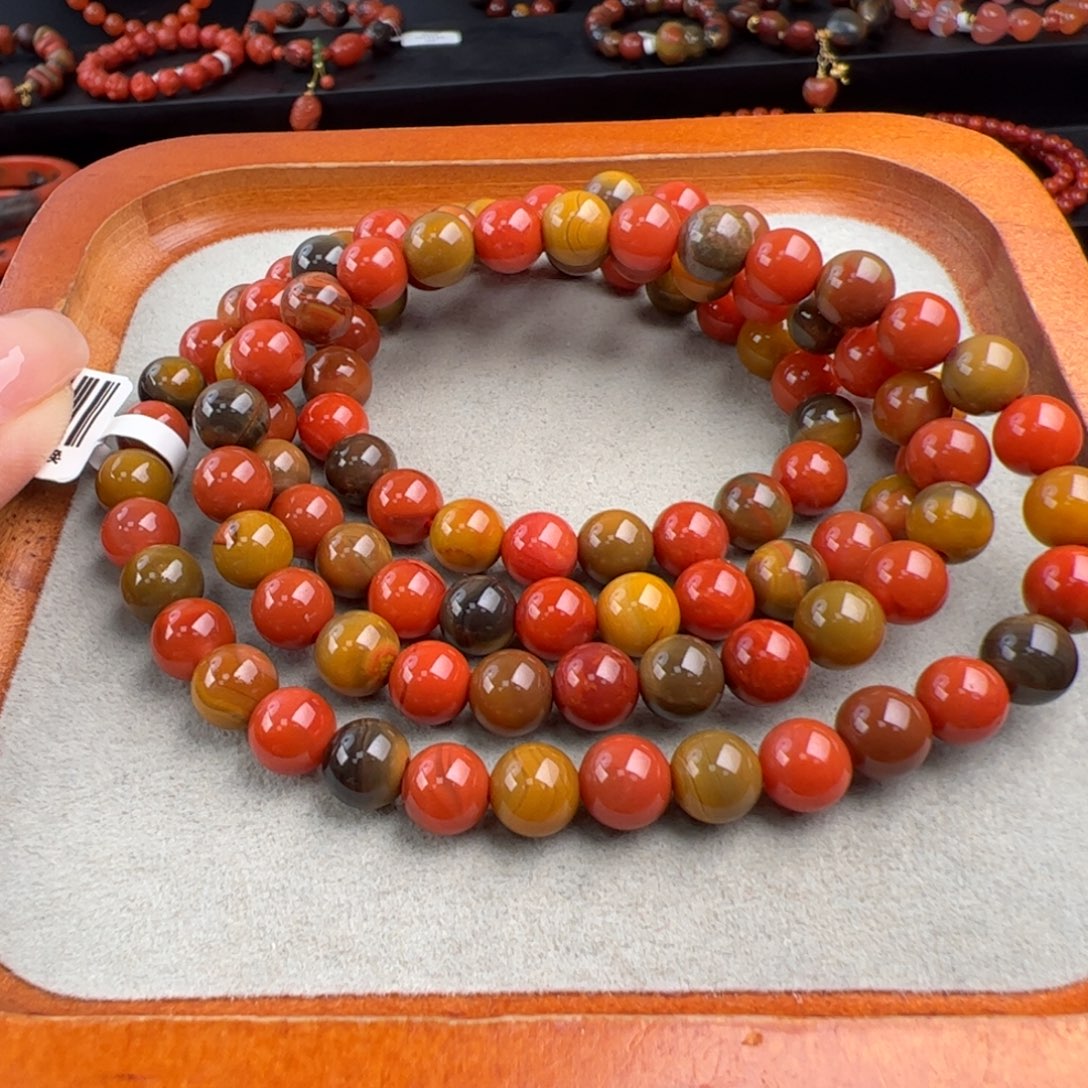 南红玛瑙未镶嵌（巧家包浆亮光长链7+）