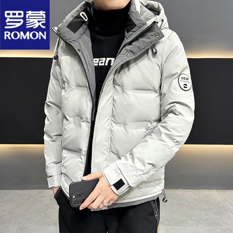罗蒙冬季新款男士连帽羽绒服外套时尚休闲百搭款韩版防寒保暖外套