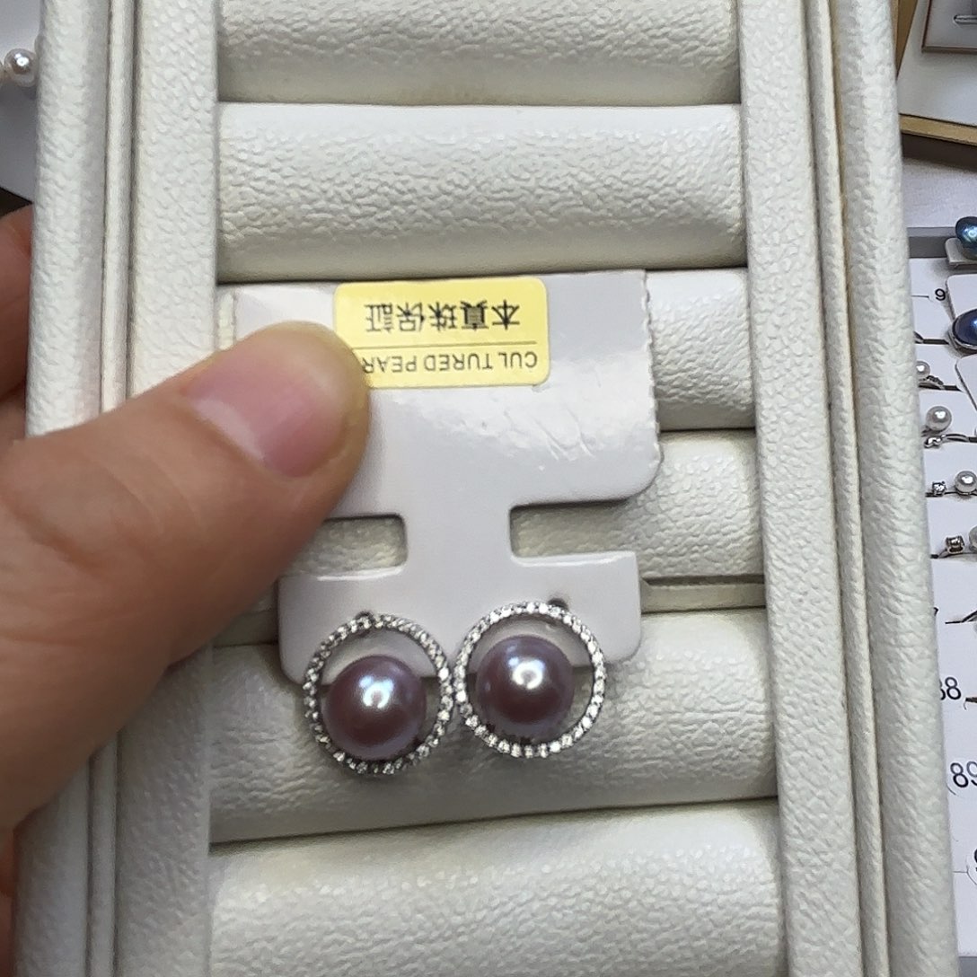 淡水珍珠耳饰银S925镶嵌