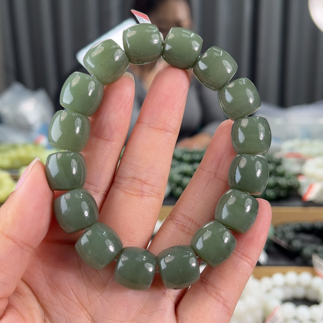 手串未镶嵌和田玉新疆且末蓝卡14直切