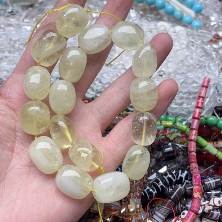 玛瑙/玉髓合金珠宝半成品一条15x21mm柠檬晶