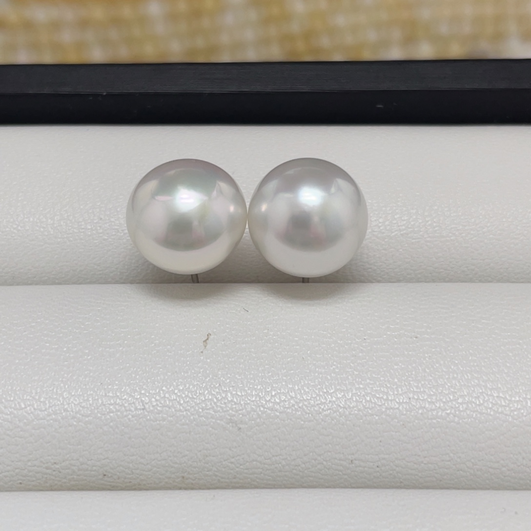 澳白素钉12-13海水珍珠银S925镶嵌