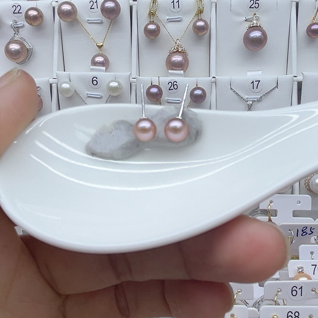 淡水珍珠耳饰银S925镶嵌7