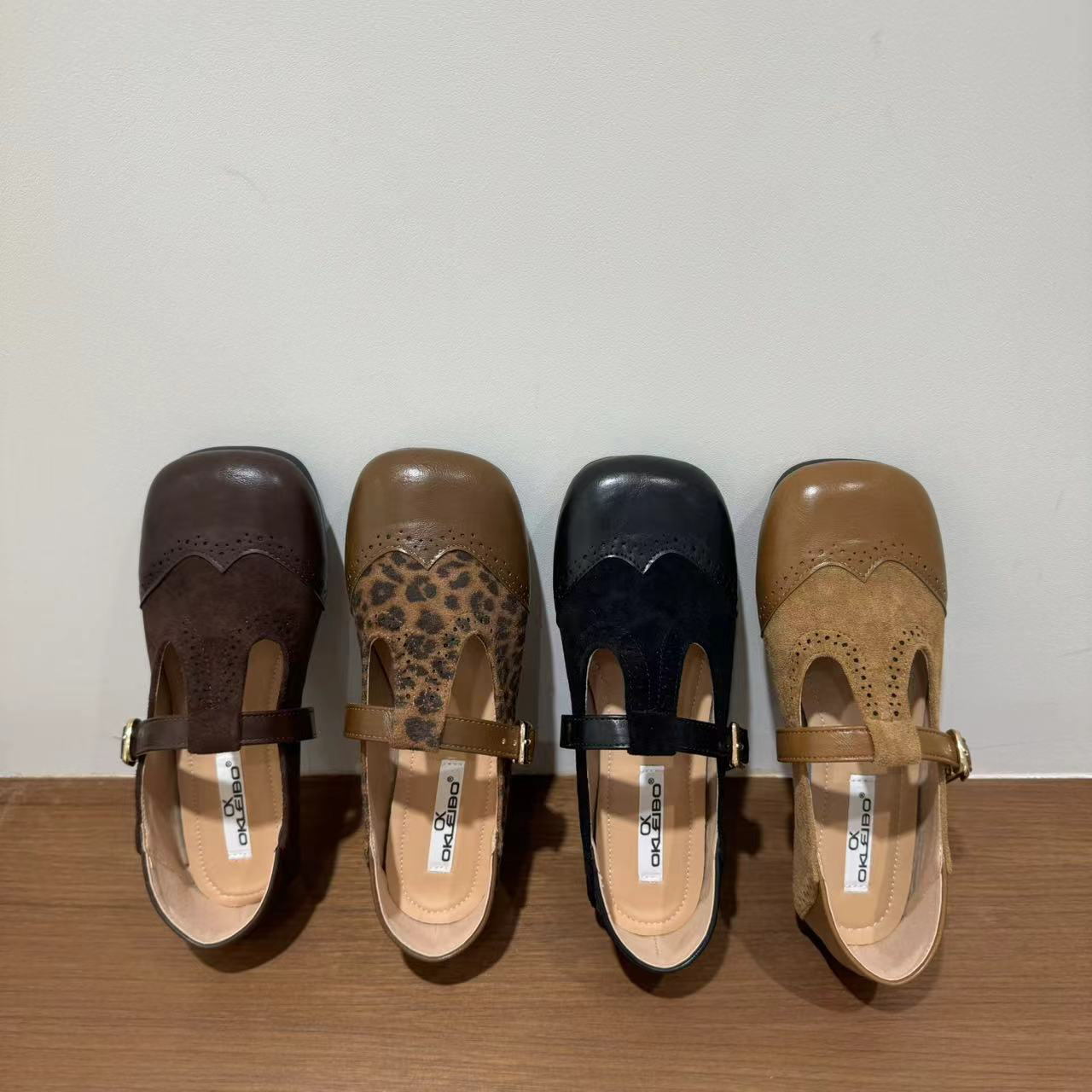 圆圆家 B962 玛丽珍鞋秋季单鞋浅口方头女鞋时尚软底英伦风平底