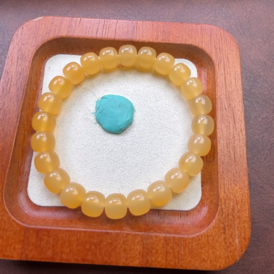 果***果石英质玉（缅黄）未镶嵌卡9老型手串