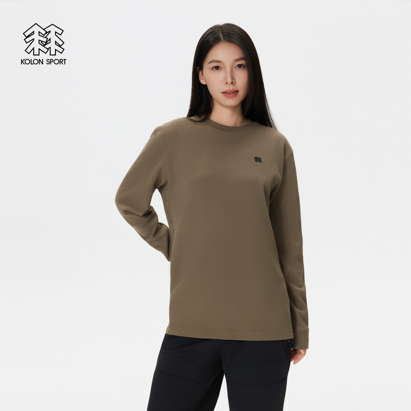 KOLON SPORT可隆户外休闲衣防晒UPF50+男女同款华夫格长袖T恤