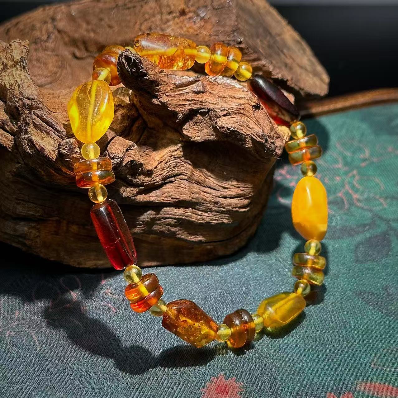 【缪老师严选】SJ1468 花珀不规则手链 多样性发其一