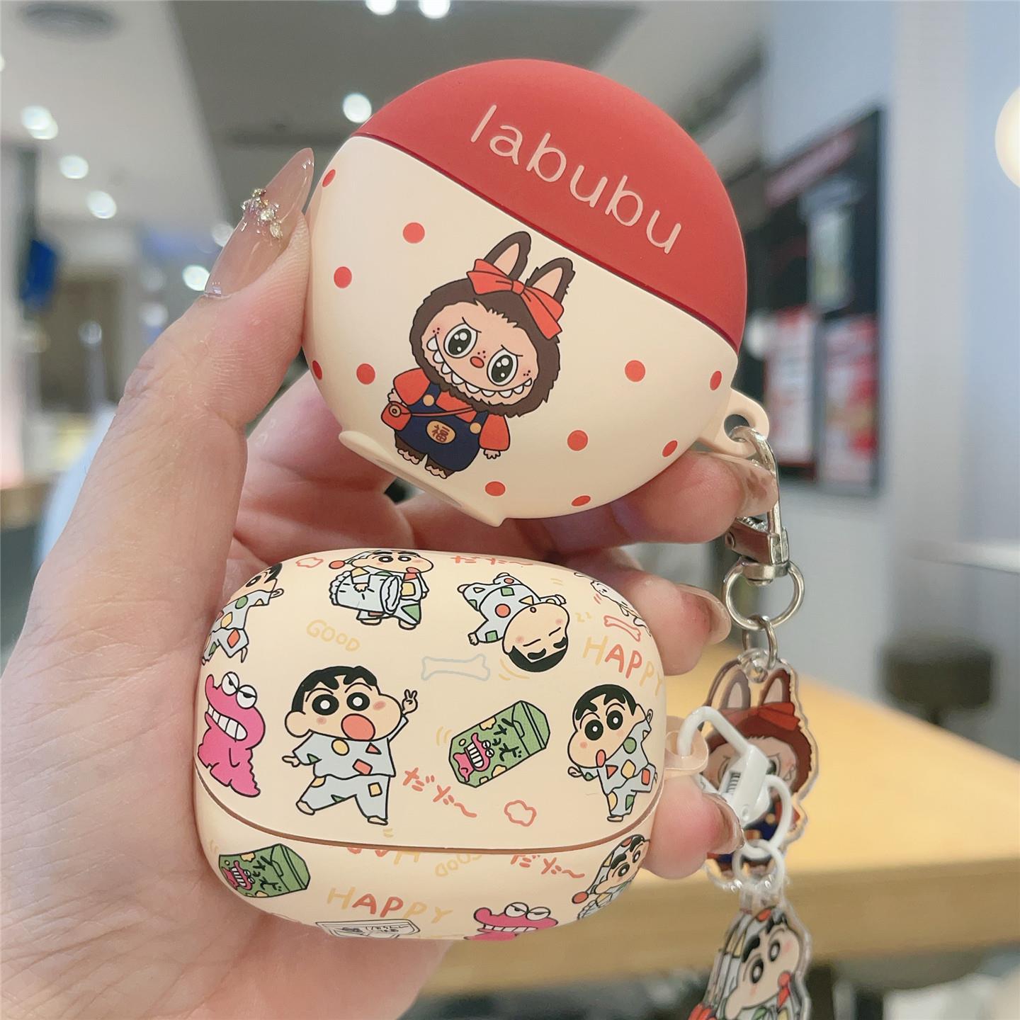 卡通波点拉布布适用塞那s8s蓝牙耳机壳S6SPro无线蓝牙耳机套水贴